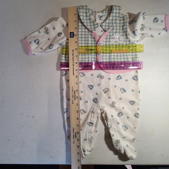 Vtg Mc Baby One Piece Animals Print Baby Girl One Piece Jumpsuit Footie 3-6 mo - Picture 7 of 15